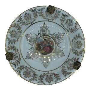 Hand painted Serving bowl with Gold base French Couple